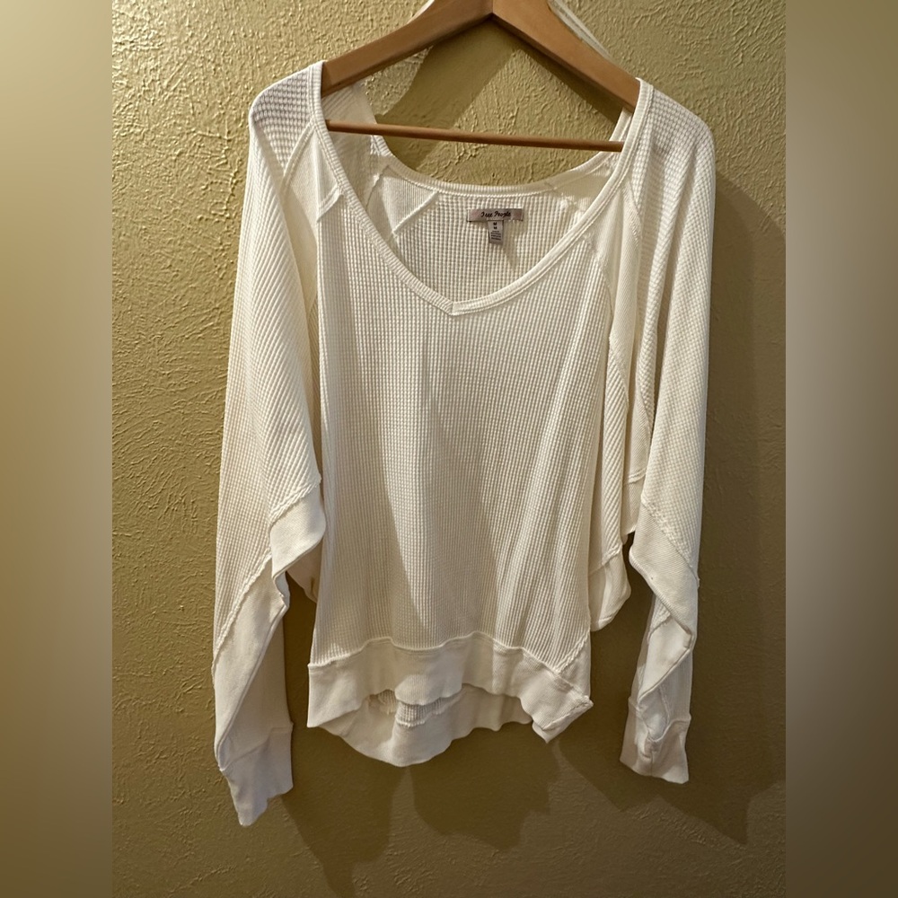 Free People Santa Clara Oversized Thermal Top in White